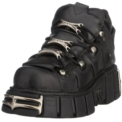 Image of New Rock Unisex Black Gothic Ankle Boots 106 S1 Leather Size EU 38