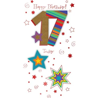 Image of Teens 17th Birthday 17 Today Embellished Greeting Card Talking Pictures Cards CEC0111/A17