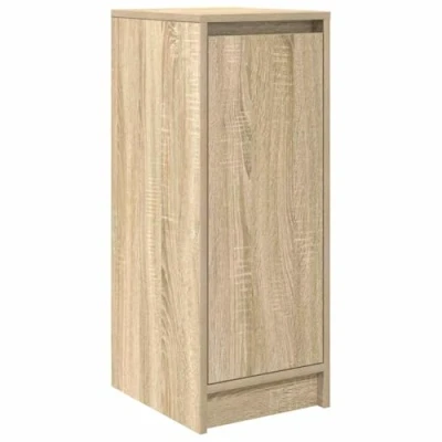 Image of vidaXL Shoe Cabinet Oak Storage Solution with 4 Shelves &amp; Door 29.5x34x76 cm Freestanding Modern Engineered Wood Rack