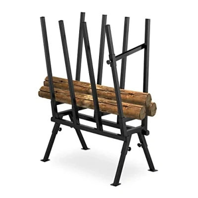 Image of Relaxdays Sawhorse, Wood Sawing, 200 kg, Work Bench Chainsaws, Firewood, Sturdy Steel, HxWxD 112 x 77.5 50 cm, Black, 100%