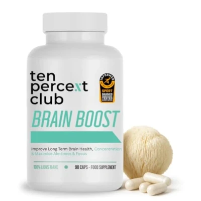 Image of The Ten Percent Club Brain Boost Lions Mane Mushroom Complex Capsules for Enhanced Focus &amp; Clarity Nootropic Supplement Cognitive Support 90