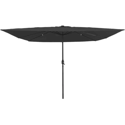 Image of vidaXL Square Patio Umbrella with LED Lights 295x245 cm Dark Gray