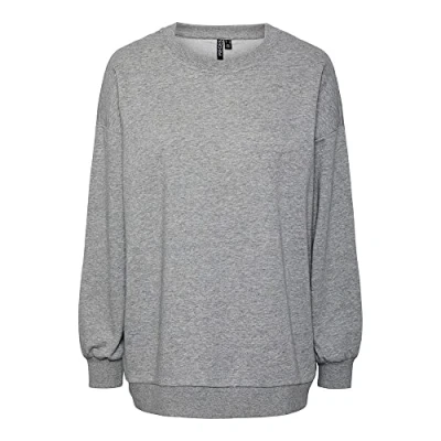Image of PIECES Women&#039;s Pcchilli Summer LS Oversize Sweat Noos Sweatshirt, Light Grey Mix, S