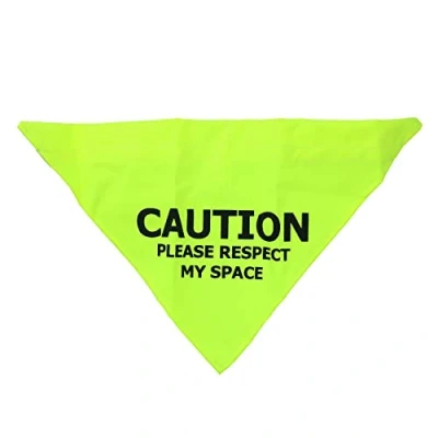 Image of Medium/Large Hi Vis Yellow Respect My Space Warning Bandanna for Dogs