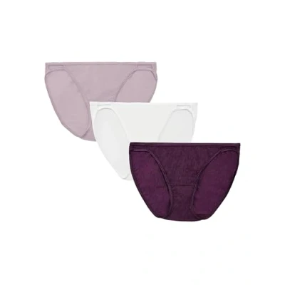 Image of Vanity Fair Women&#039;s Illumination String Bikini Panty 18108 Style Underwear, 3 Pack Sangria/Earthy Grey/White, 10