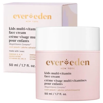 Image of Evereden Kids Face Cream: Cool Peach, 1.7 oz. Lotion Clean and Non Toxic Moisturizer Multi Vitamin Skin Care for