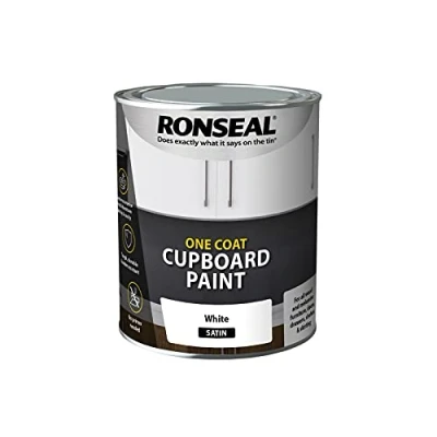 Image of Ronseal One Coat Cupboard Paint White Sat 750ml