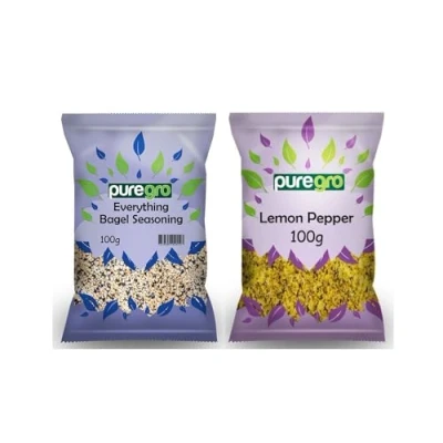 Image of Puregro Seasoning Combo Pack LEMON PEPPER &amp; EVERYTHING BAGEL 100g EACH Twin Gourmet Premium Quality Product USE on Everything.
