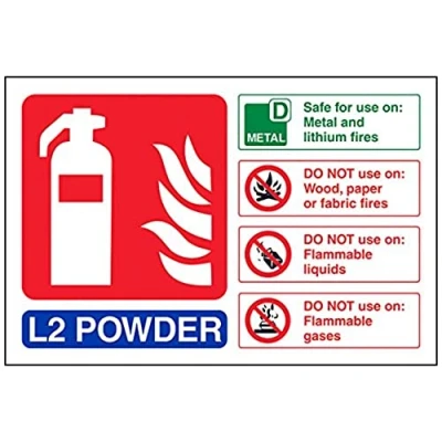 Image of V Safety L2 Powder Id Fire Extinguisher Sign 150mm x 100mm Self Adhesive Vinyl