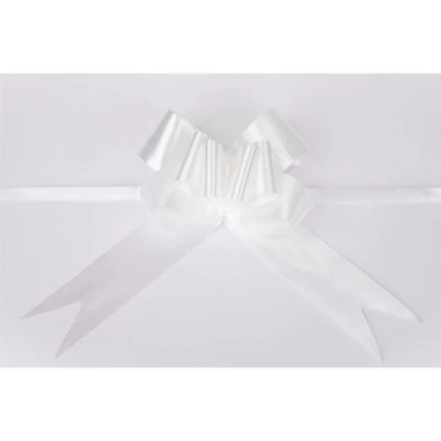 Image of SHATCHI Large 50mm/5cm Ribbon Pull Bows for Party Wall, Gift Wraps, Christmas Trees, Wedding, Birthday Hampers Decoration Florist, White, 20pcs