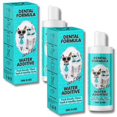 Image of NutriPaw Dental Formula Water Additive For Dogs &amp; Cats Clean Teeth, Healthy Gums Fresh Breath Manage Plaque Tartar Build Up No Brushing Needed Cat/Dog Mouthwash Oral Health Twin Pack