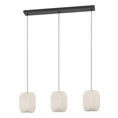 Image of EGLO Belgrave hanging light, length 88 cm, black/white, 3 bulb.