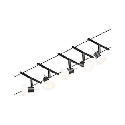 Image of Paulmann 94450 CorDuo Cable System Lighting Set Sheela DC, Max 5 x 10 Watt Extendable Wire Matt Black Plastic GU5.3 Without Bulbs