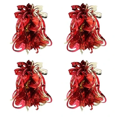 Image of Foil Ceiling Decorations Red/Gold Christmas 2 Tone Set 4 30cm Bells