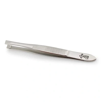 Image of Spire Professional Eyebrow Tweezers Slant Tip Precision Hair for Men &amp; Women, Stainless Steel Best Plucking Chin Facial Hair, 3.2&quot;/8.3 cm