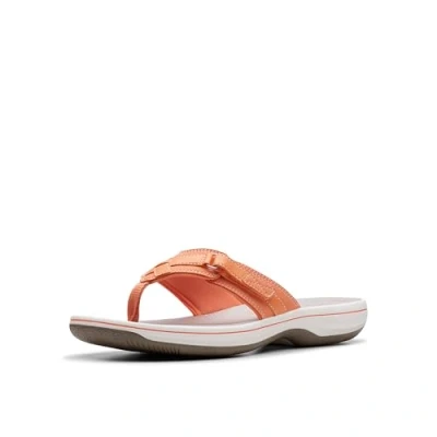 Image of Clarks Women&#039;s Breeze Sea Flip Flop, Tangerine/Pop Synthetic, 5 UK