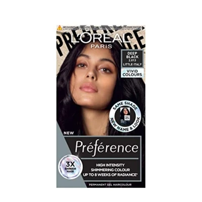 Image of L&#039;Oréal Paris Permanent Hair Colour, Long Lasting Shine and Intense For up to 8 Weeks, Preference Vivids (Colorista), Deep Black 2.01, x1 pack