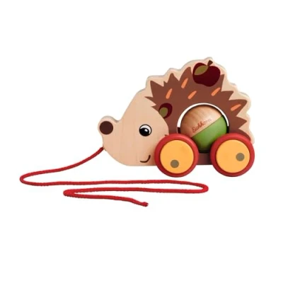 Image of Eichhorn 100006802 Pull Along Hedgehog with Movable Ball and Sound Function, 16 cm, Silent Silicone Wheels, Made from 100% FSC Certified Plywood, 1 Year
