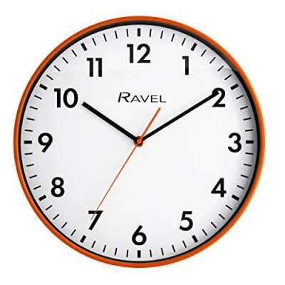 Image of Ravel Modern 30cm Office and Kitchen Wall Clock Analogue Quartz RWC.30.8 Orange