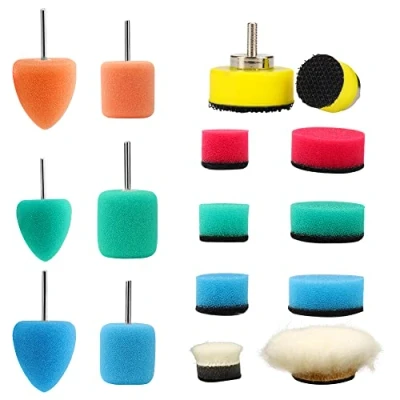 Image of SI FANG Car Detail Polisher Buffing Polishing Pads Kit, 16Pcs Sponge Mini Buffers Pad for Tight Area Detailing Waxing and Sealing Glaze, Headlights Door Handles Scratch Restoration Tool