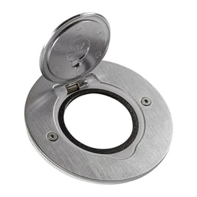 Image of Legrand Floor Boxes Round Base for 2 Units Stainless Steel