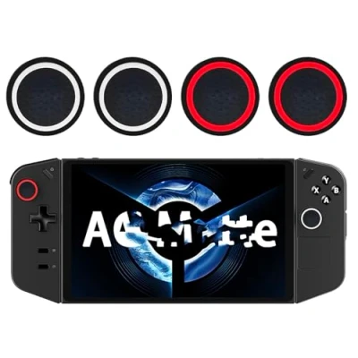 Image of GIOPUEY Joystick Thumb Stick Grips Cap Compatible with Lenovo LEGION Go, 4 Pack Silicone Grip Caps Protective Case Cover, Soft Anti Slip Black/Red+Black/White