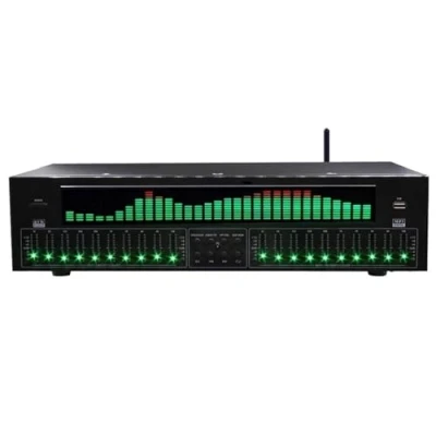 Image of HKFGSHOP 31 Band Digital Equalizer, Audio Stereo Graphic with Noise Reduction, 12 Rhythm Patterns, Double 10 segment Independent Tuning, Professional EQ Equaliser