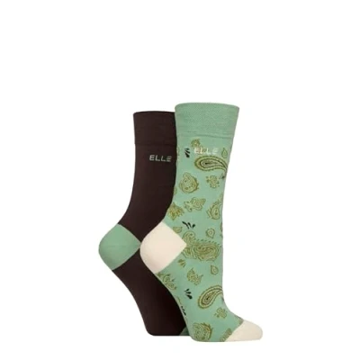 Image of Women&#039;s 2 Pair Elle Bamboo Patterned and Plain Socks Forager 4 8