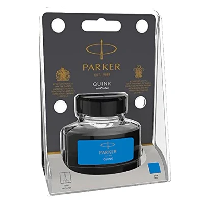 Image of Parker QUINK Fountain Pen Ink Bottle Washable Blue 57 ml Refill Blister Pack