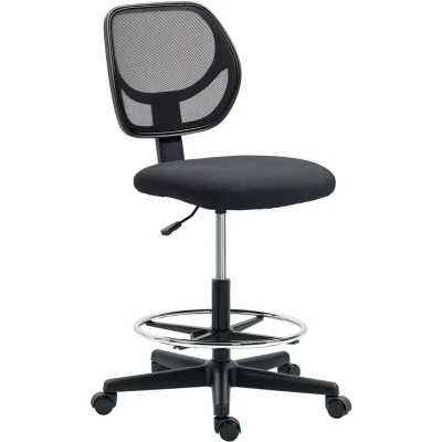 Image of Vinsetto Drafting Chair, Standing Desk Painting Chair with Adjustable Height, Footrest Ring, Black