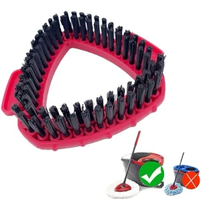 Image of Scrub Brush Head for Vileda Mop, Spin Mop and Buckets Sets, Triangle Hard Bristle Replacement Turbo Bathroom Kitchen