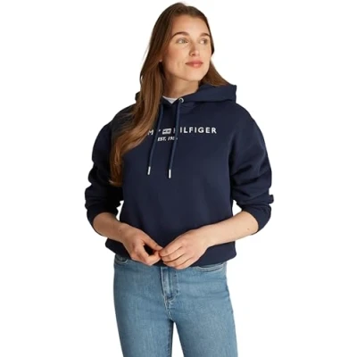 Image of Tommy Hilfiger Women’s Logo Hoodie, Blue (Dark Night Navy), S