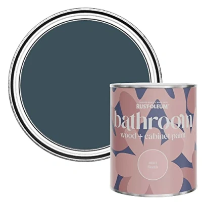 Image of Rust Oleum BLUE Moisture Resistant Bathroom Wood and Cabinet Paint in Matt Finish EVENING 750ML