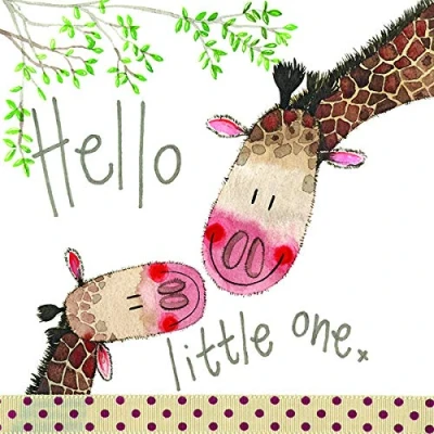 Image of Alex Clark Hello Little One Giraffe Baby Card Animal Wildlife New Child Greetings Cards for Babies Showers Designed and Printed in the UK…