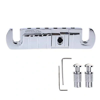 Image of Wilkinson GTB Adjustable Intonated Wraparound Bridge Tailpiece for Les Paul Style Electric Guitar, Chrome