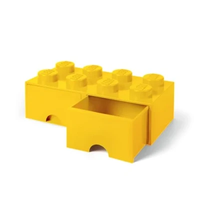 Image of LEGO Brick with 8 Knobs and 2 Drawers YELLOW Storage Box for LEGO, Toys, Desk Drawers, Office Supplies, Stackable Box, Home Decoration