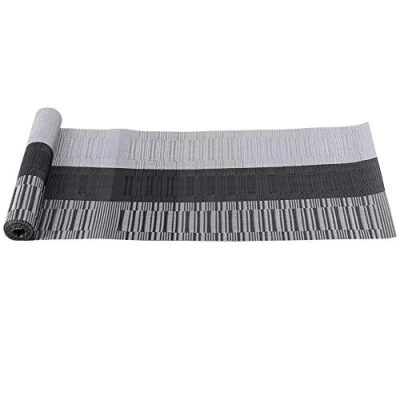 Image of Time to Sparkle Vinyl Woven Table Runner Non slip Mats Waterproof Heat resistant Dinning Decor (Runner Black Bamboo)