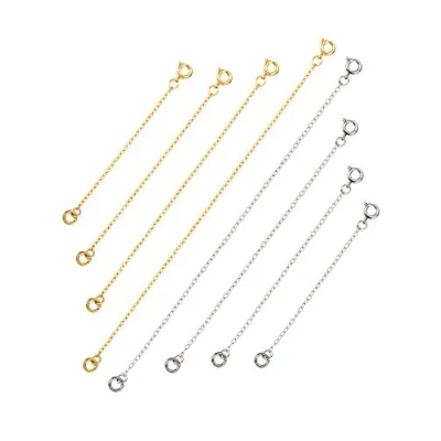 Image of Necklace Extender Bracelet Extension Chain Stainless Steel Chains for Jewelry Making, 8 Pieces, Silver and Gold
