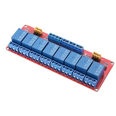 Image of Keenso 8 Channel Relay Module, 5V/12V/24V, Fault Tolerant Design, Low Level Trigger, Normally Closed, 10A for Arduino, 56x24x18.5mm