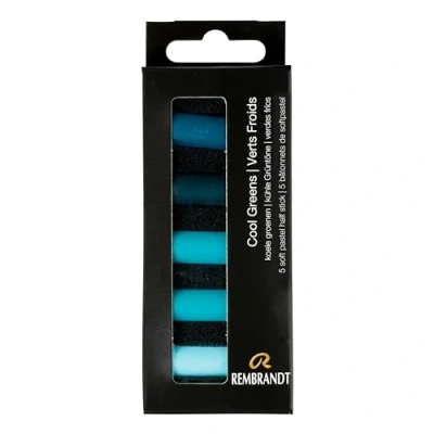 Image of Rembrandt Professional Soft Pastel Set Cool Green 5 Half Pastels