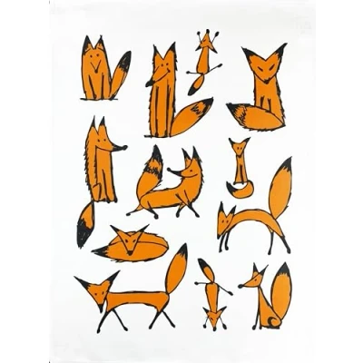 Image of Half a Donkey The Scruffy Foxes large cotton tea towel