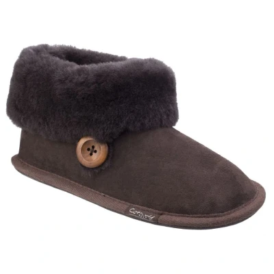 Image of Cotswold Womens Wotton Sheepskin Bootie Chocolate Leather Size 5 (UK Shoe)