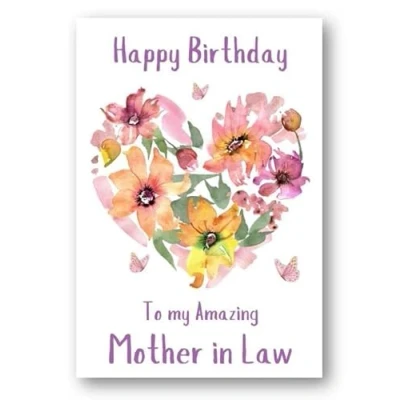 Image of Second Ave Mother in Law Flower Heart Cute Happy Birthday Card Greetings For Her