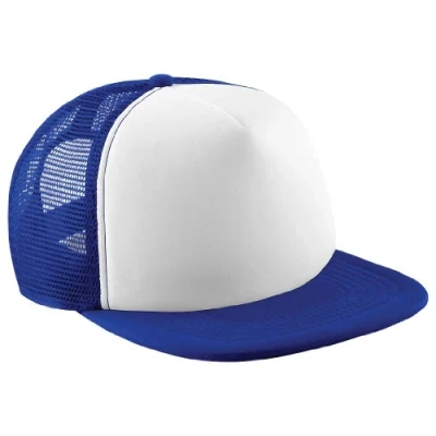 Image of Beechfield Vintage Plain Snap Back Trucker Cap (One Size) (Bright Royal/White)