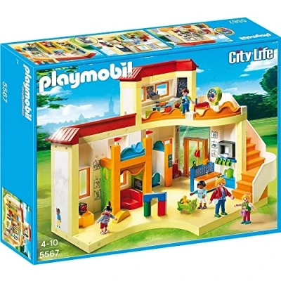 Image of Playmobil 5567 City Life Sunshine Preschool with Functional Blackboard and Clock Hands, educational toy, fun imaginative role play, playset suitable for children ages 4+