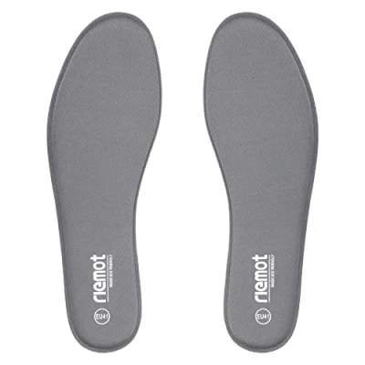 Image of riemot Memory Foam Insoles for Women and Men,Comfort Cushioned Shoe Inserts Replacement,Arch Support Trainers Sports Shoes Work Boots Shoes,Shock Absorbing Inner Soles,Grey,UK 5