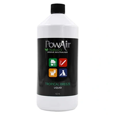 Image of PowAir Liquid Natural Odour Neutraliser Tropical Breeze Fragrance Versatile Control for Home, Car, Pets Ideal Cleaning Solutions, Sprayers, Diffusers (922ml)