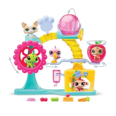 Image of Littlest Pet Shop Fun Factory Playset LPS With 2 Exclusive Mini Figures 10 Accessories 1 Collector Card And Virtual Codes Animal Collectable Kids Toys For Girls Boys
