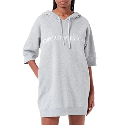 Image of Emporio Armani Women&#039;s Iconic Terry Night Dress, Light Grey Mix, L