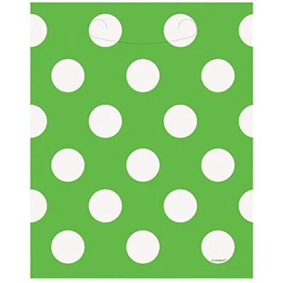 Image of Unique Party 62071 Lime Green Polka Dot Bags, Pack of 8